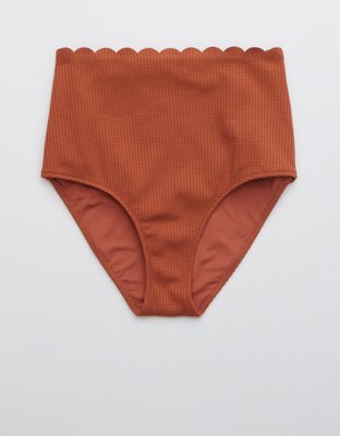 Aerie Waffle Scalloped High Waisted Bikini Bottom