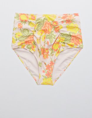 Aerie Printed Ruched High Waisted Bikini Bottom