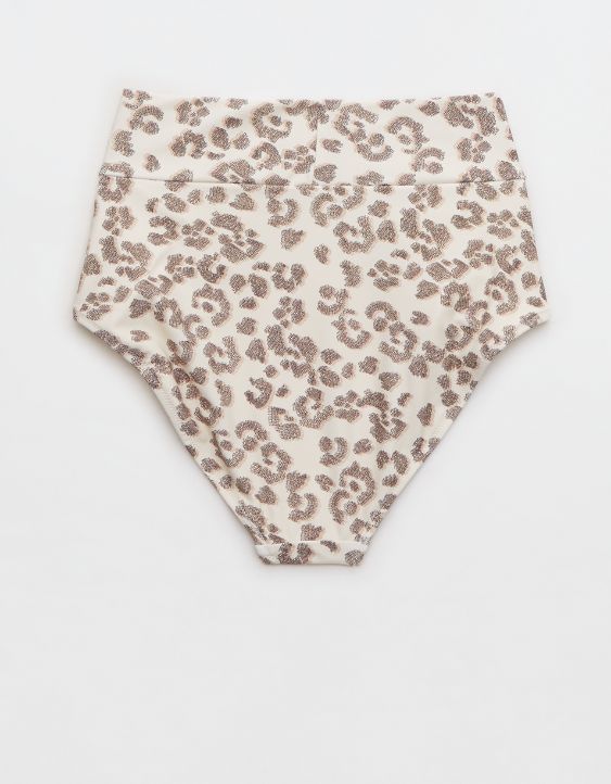Aerie Leopard Crossover High Waisted Bikini Bottom