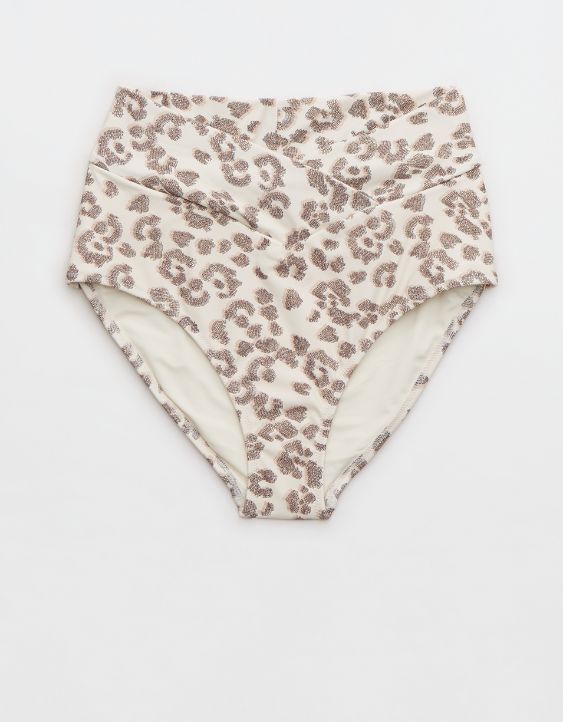 Aerie Leopard Crossover High Waisted Bikini Bottom