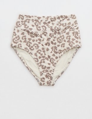 Aerie Bottom de bikini Crossover High Waisted de leopardo
