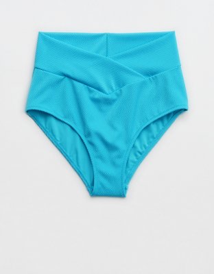 Aerie Shine Pique Crossover High Waisted Bikini Bottom