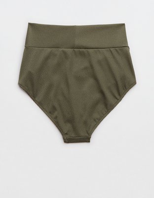 Aerie Shine Pique Crossover High Waisted Bikini Bottom