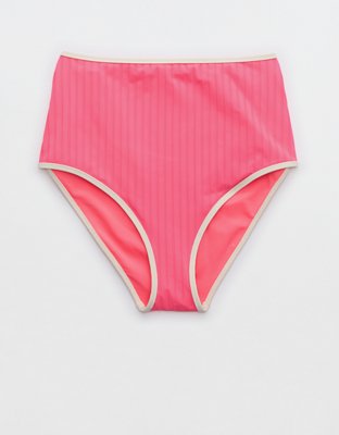 Aerie Bottom de Bikini Cintura Alta en Punto Elástico Ancho