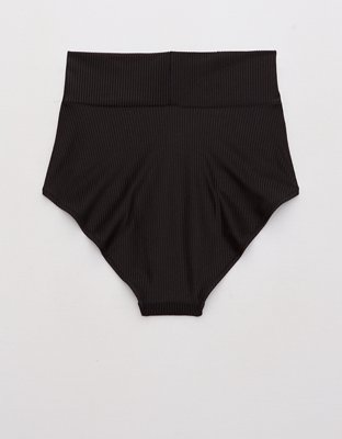 Aerie Shine Rib Crossover High Waisted Bikini Bottom