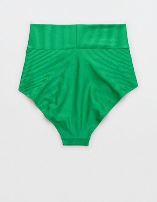 Aerie Shine Rib Crossover High Waisted Bikini Bottom