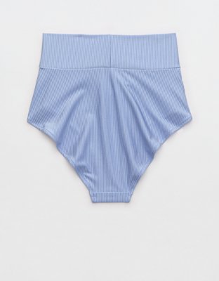 Aerie Shine Rib Crossover High Waisted Bikini Bottom