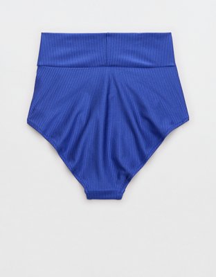 Aerie Shine Rib Crossover High Waisted Bikini Bottom
