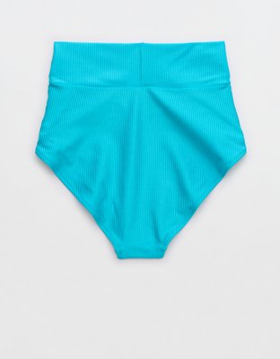 Aerie Shine Rib Crossover High Waisted Bikini Bottom