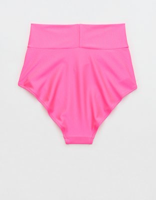 Aerie Shine Rib Crossover High Waisted Bikini Bottom