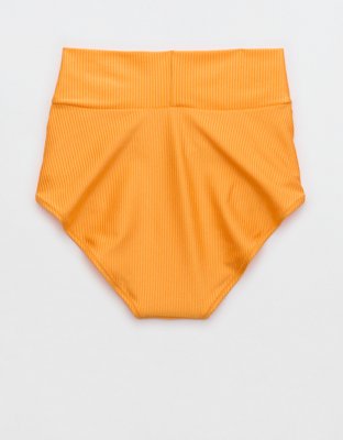 Aerie Shine Rib Crossover High Waisted Bikini Bottom