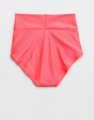 Aerie Shine Rib Crossover High Waisted Bikini Bottom