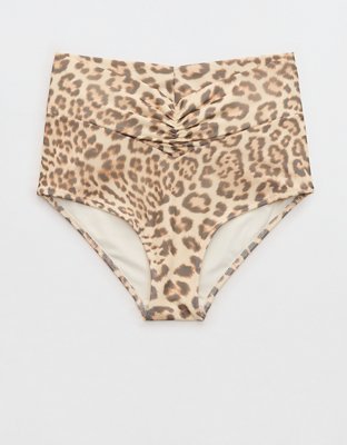 Aerie Mesh Ruched High Waisted Full Coverage Bikini Bottom