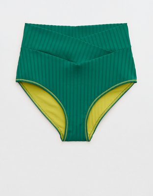 Aerie Ribbed High Waisted Full Coverage Bikini Bottom
