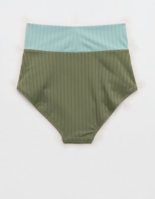 Aerie Ribbed High Waisted Full Coverage Bikini Bottom