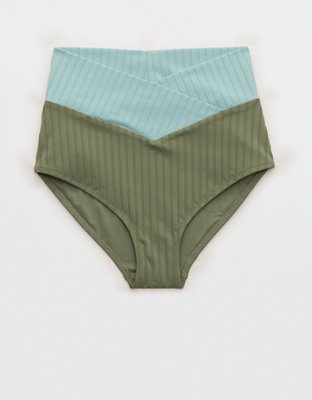 Aerie Ribbed High Waisted Full Coverage Bikini Bottom