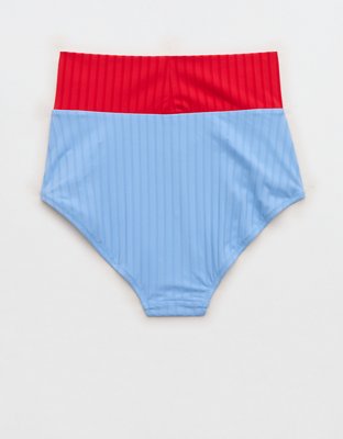 Aerie Ribbed High Waisted Full Coverage Bikini Bottom