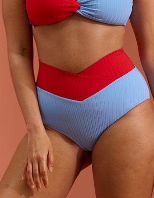 Aerie Ribbed High Waisted Full Coverage Bikini Bottom