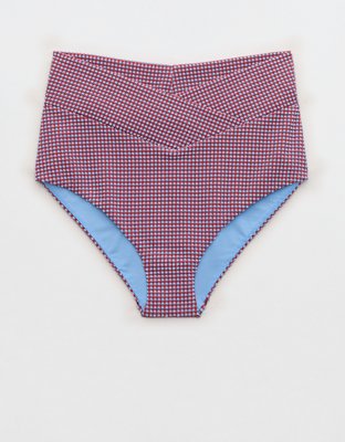 Aerie Gingham High Waisted Full Coverage Bikini Bottom