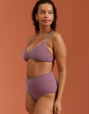 Aerie Gingham High Waisted Full Coverage Bikini Bottom