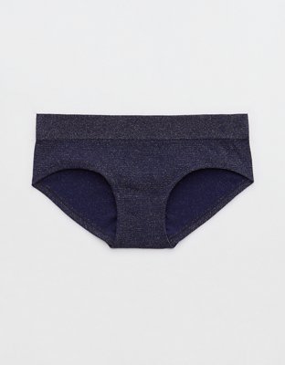 Juniors' Saint Eve Cotton Boyshorts Panties, Navy Heather, Size: L