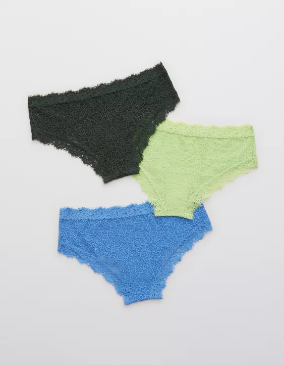 Aerie Eyelash Lace Cheeky Underwear 3-Pack