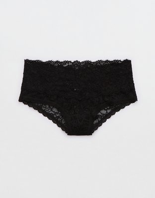 NWT AERIE AMERICAN EAGLE S SMOOTH IVORY BLACK LACE VINTAGE RARE CHEEKY  PANTIES