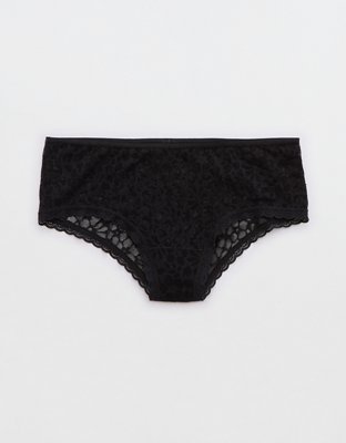 Lace and Mesh Cheeky Panty - Black