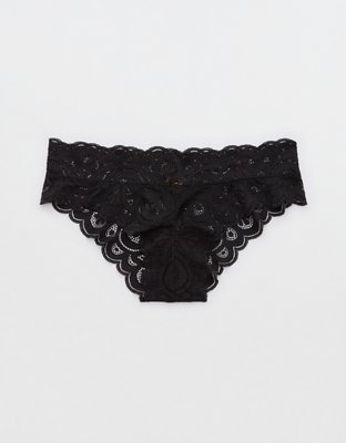 Aerie Eyelash Lace Cheeky Underwear In Black