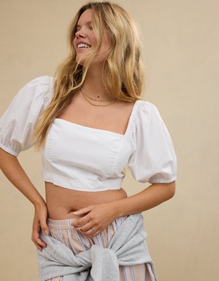 Aerie Puff Sleeve Square Neck Top