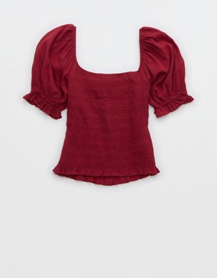 Aerie Puff Sleeve Smocked Top