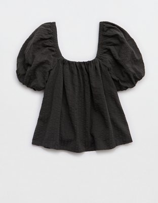 Aerie Seersucker Puff Sleeve Top