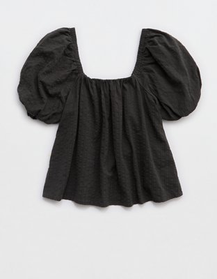 Aerie Seersucker Puff Sleeve Top