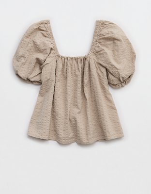 Aerie Seersucker Puff Sleeve Top