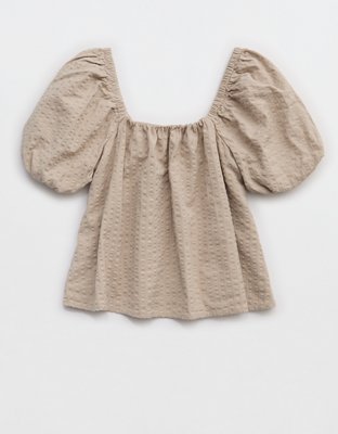 Aerie Seersucker Puff Sleeve Top