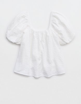 Aerie Seersucker Puff Sleeve Top