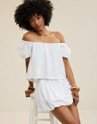 Aerie Seersucker Puff Sleeve Top
