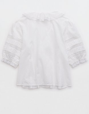Aerie Short Sleeve Ruffle Blouse
