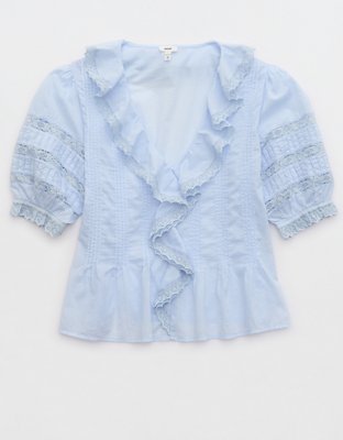 Aerie Blusa Manga Corta con Volantes