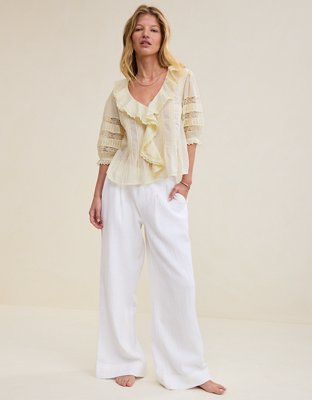 Aerie Short Sleeve Ruffle Blouse