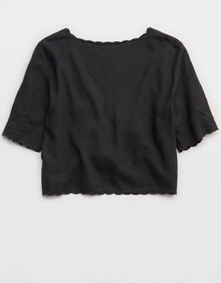 Aerie Cropped Cinch Front Top