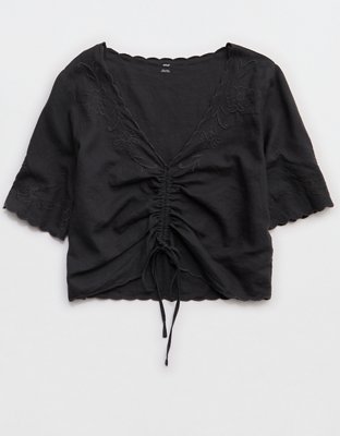 Aerie Cropped Cinch Front Top