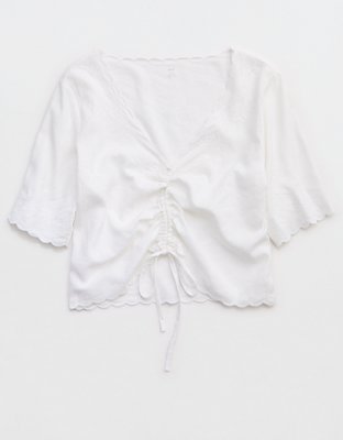 Aerie Cropped Cinch Front Top