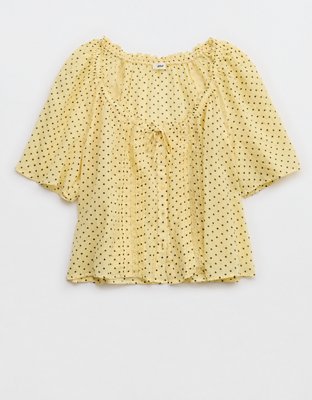 Aerie Woven Button Blouse