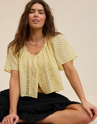 Aerie Woven Button Blouse