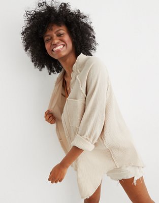 Aerie Gauzy Coverup Shirt