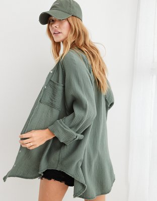Aerie Gauzy Coverup Shirt