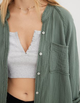 Aerie Gauzy Coverup Shirt