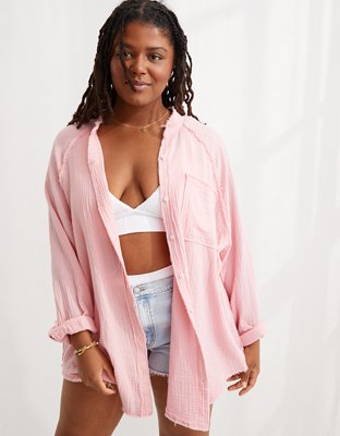 Aerie Gauzy Coverup Shirt