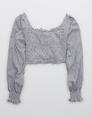 Aerie Woven Pretty Long Sleeve Top